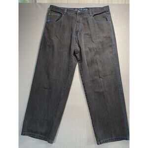 5ive Jungle Jeans Men's 42X31 Black Denim Baggy Hiphop 90s Wide Leg Y2K